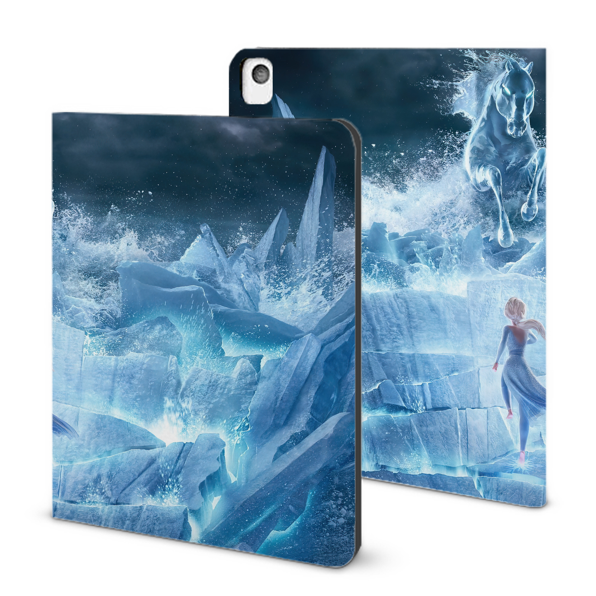 （画像用） アナと雪の女王 アンナ エルサ Frozen Anna Elsa IPadケース ペンホルダー付き ブックスタイルデザイン
